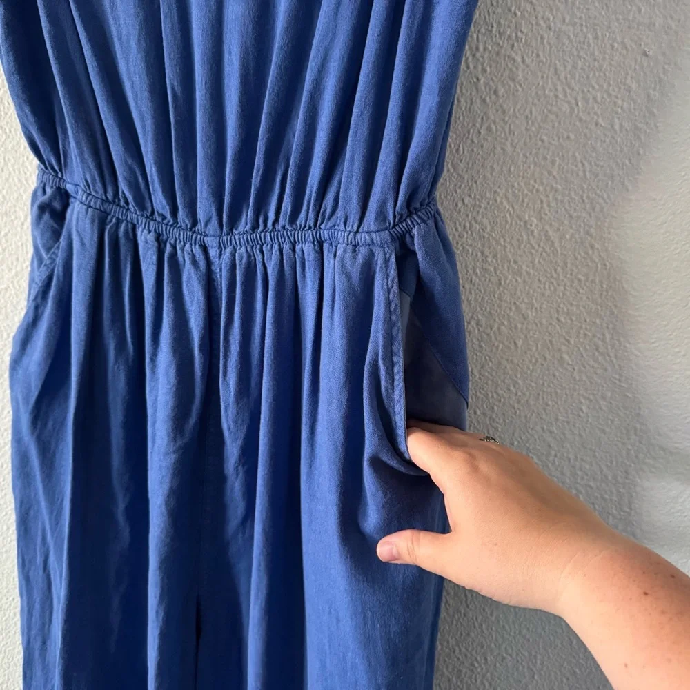 Universal Thread Blue Jumpsuit V Neck Open Back Wide Leg XL Boho Effortless Chic - Picture 5 of 16